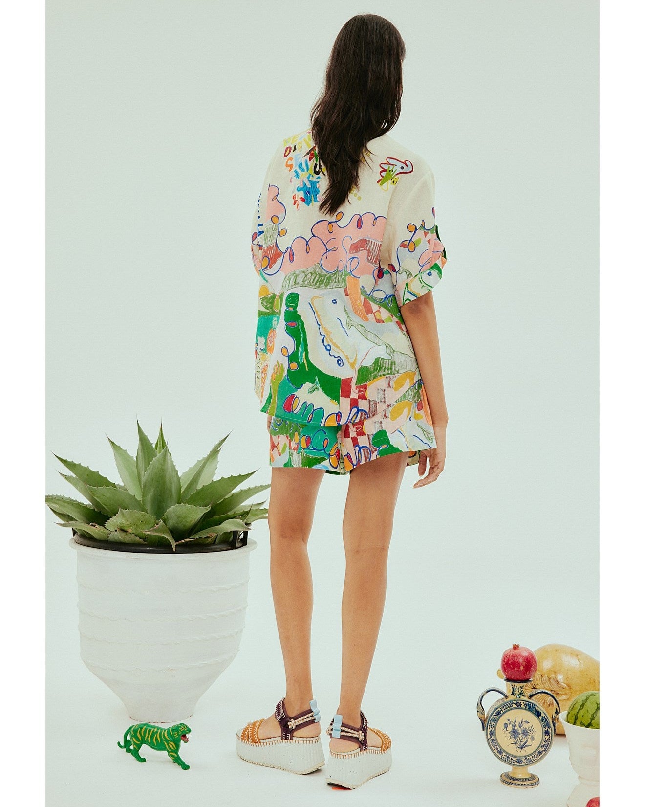 Gelatina Art Set – Renkli Oversize Gömlek & Şort Takımı