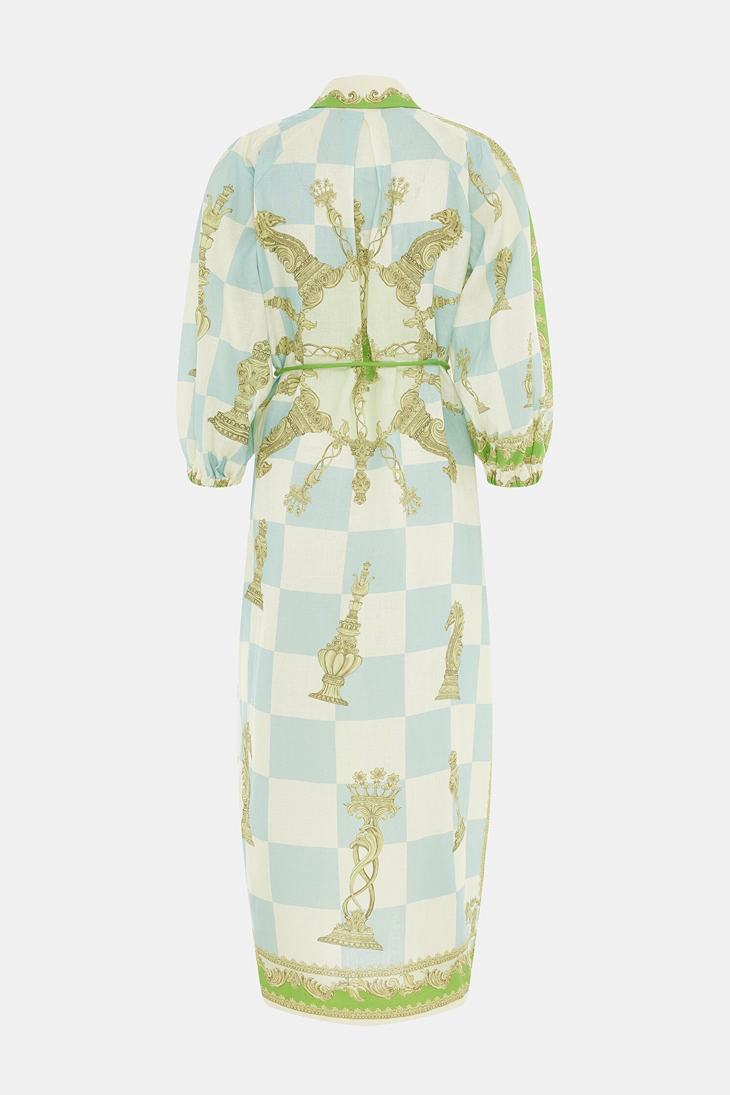 Chessé Satranç Desenli Kuşaklı Elbise