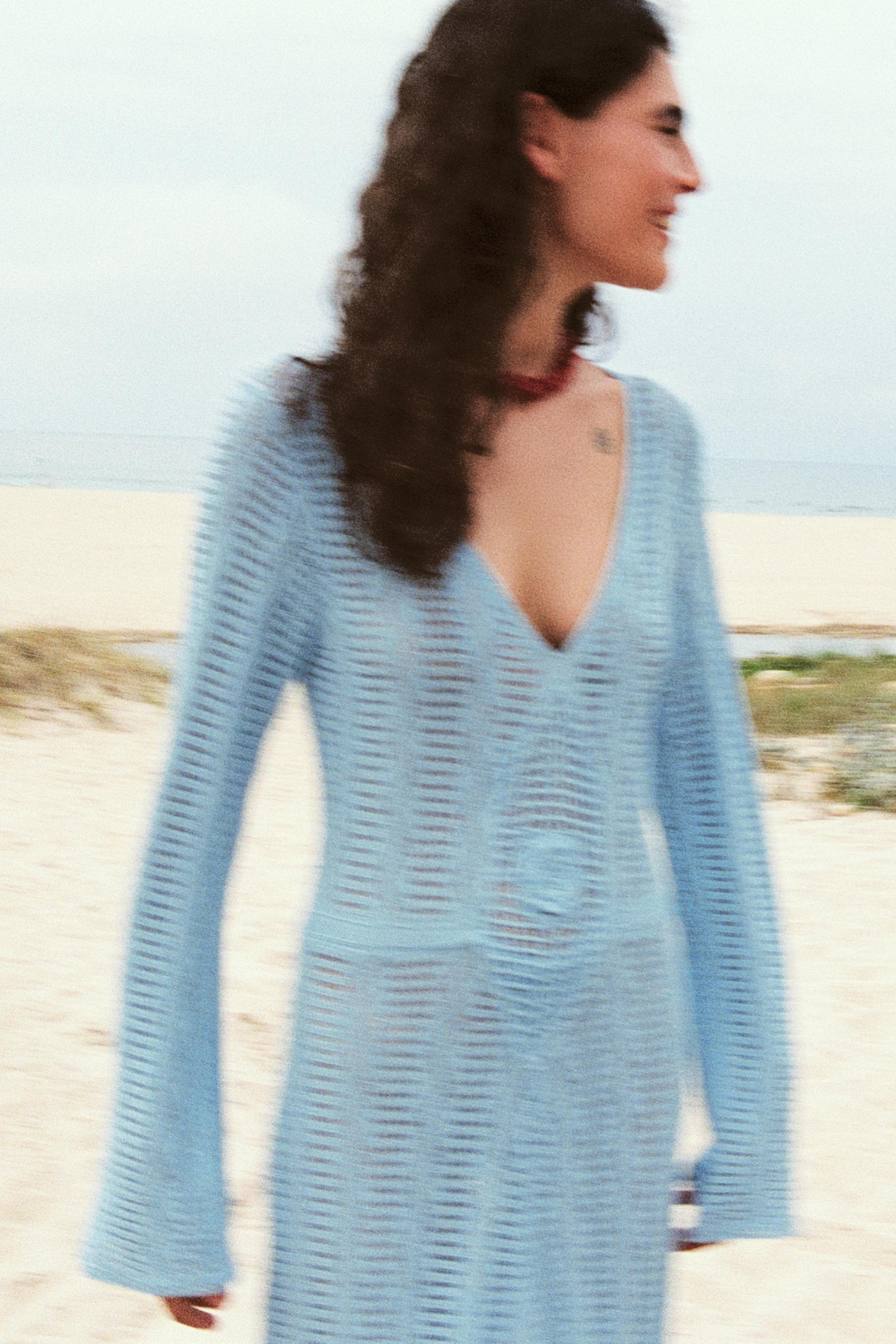 Doris V Yaka Uzun Kollu Örgü Maxi Elbise