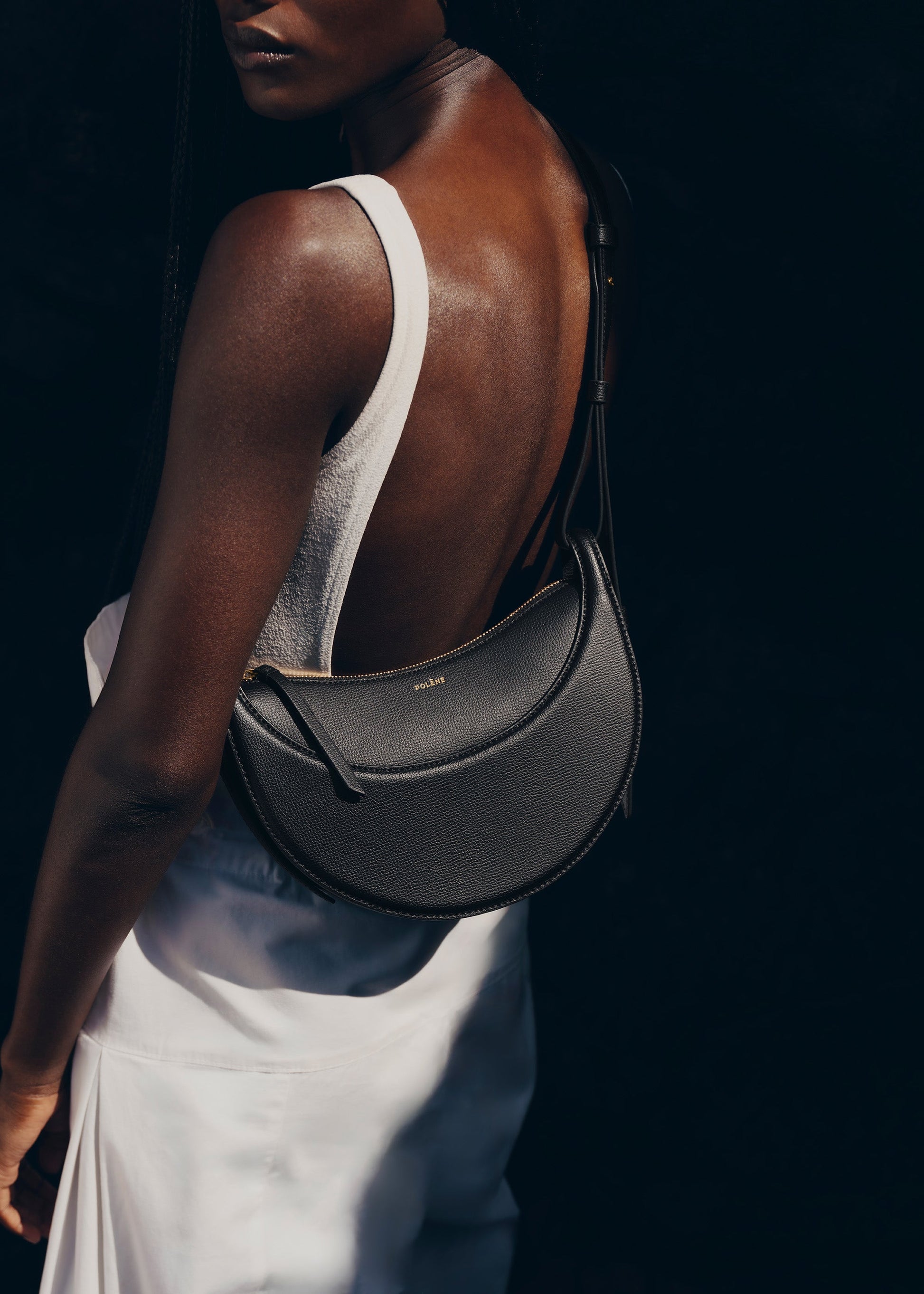 Avelin Omuz Çantası - Dokulu siyah