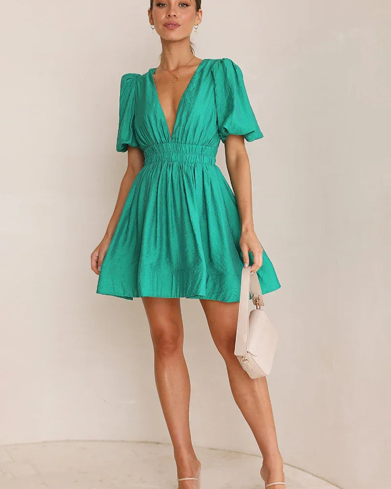 Erin Mini Elbise - Zümrüt