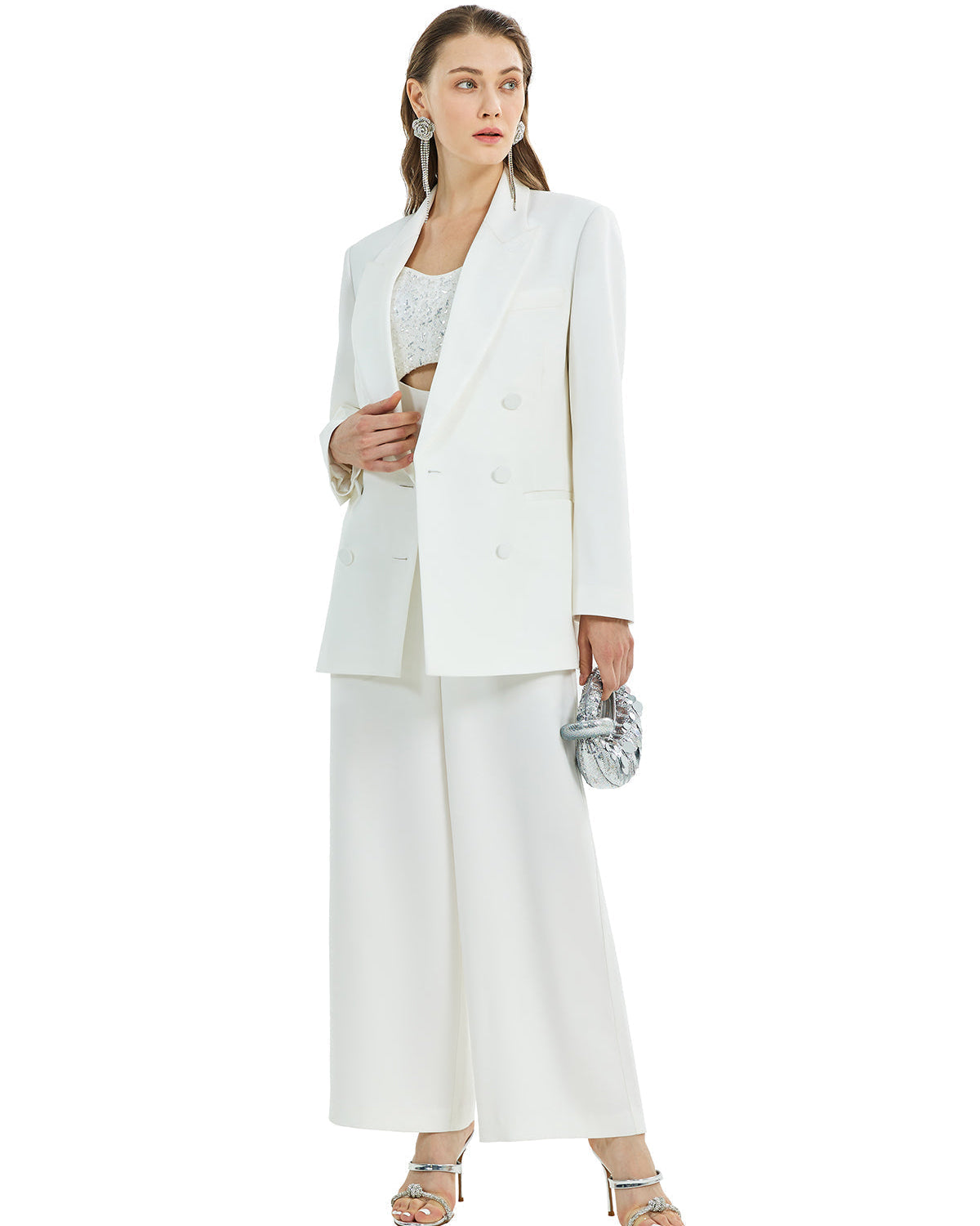 Asetat Panelli Saten Avangart Takım Elbise Ceketi