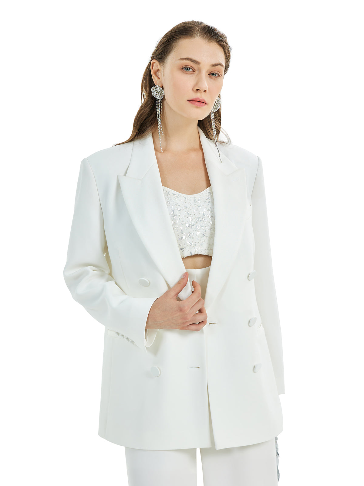 Asetat Panelli Saten Avangart Takım Elbise Ceketi