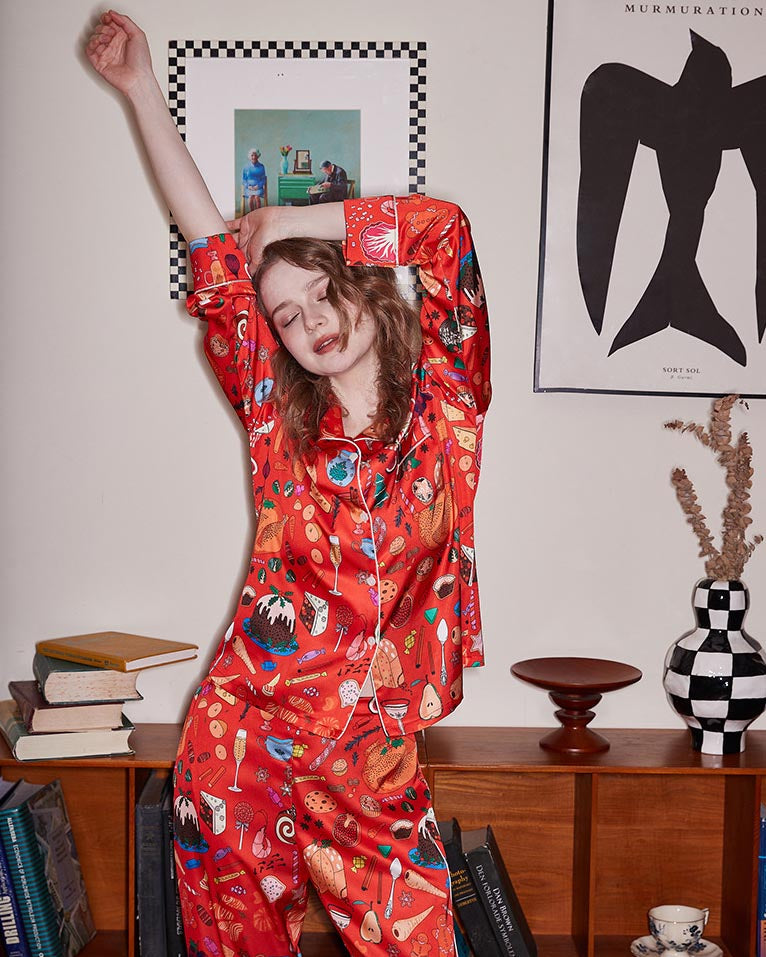 Sıcak Hava Balonu Baskılı Pijama Takımı - Beyaz