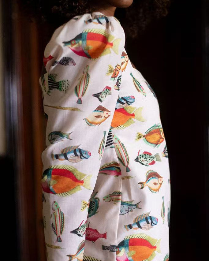 Balık Desenli Mini Elbise