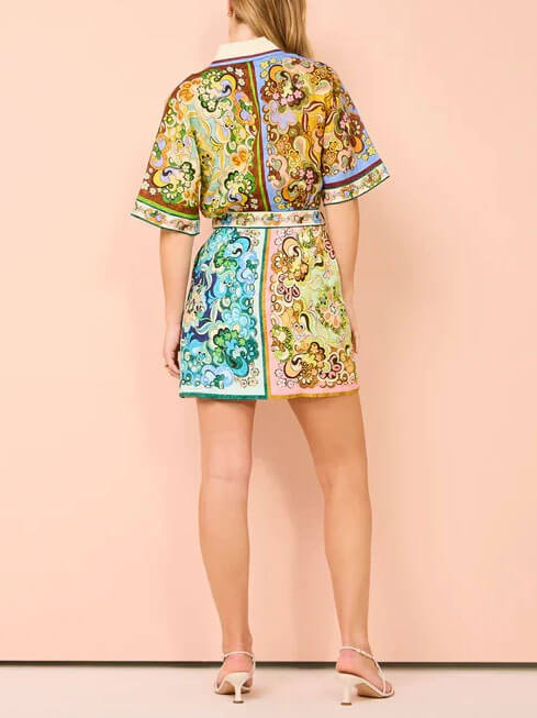 Retro Bloom Mini Elbise