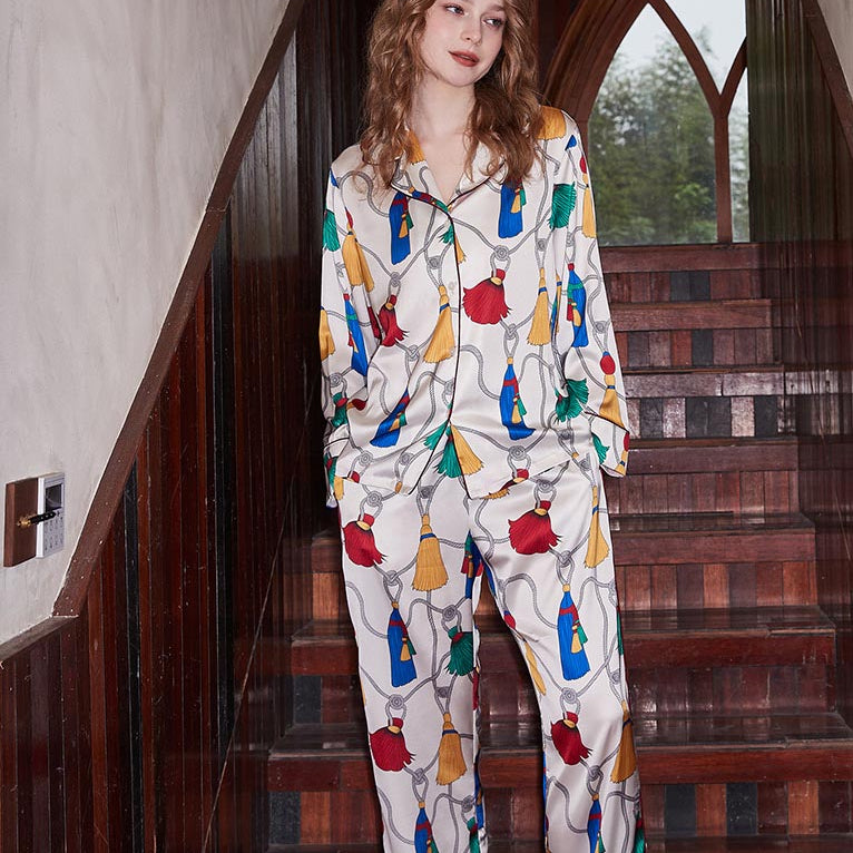 Kaplan ve Maymun Desenli Buz Kol Loungewear Seti