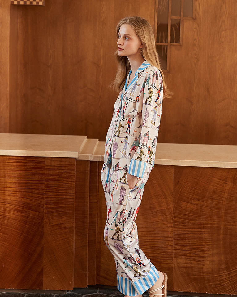 Kayak Sporları Desenli Pijama Takımı