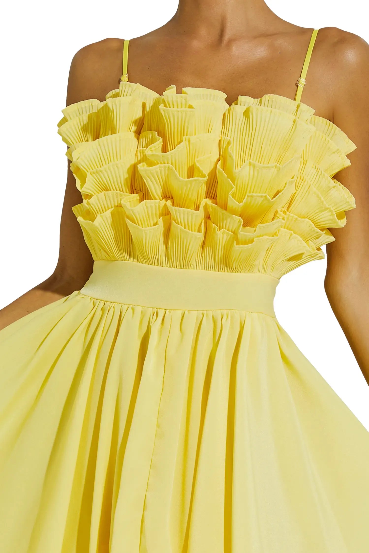 Chaplin Sarı Düzensiz Etek Midi Elbise