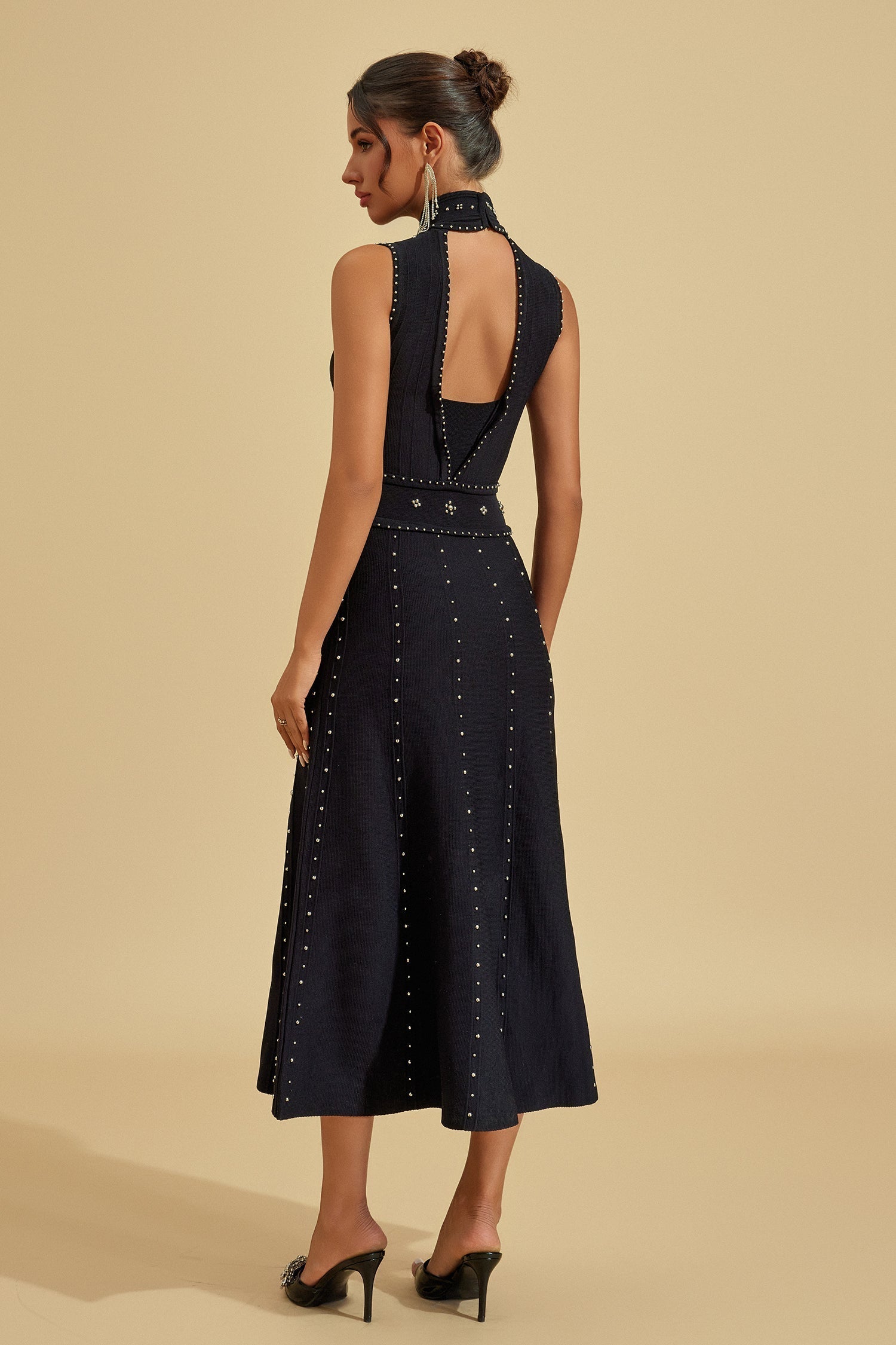 Lola Kristal Taşlı Midi Elbise