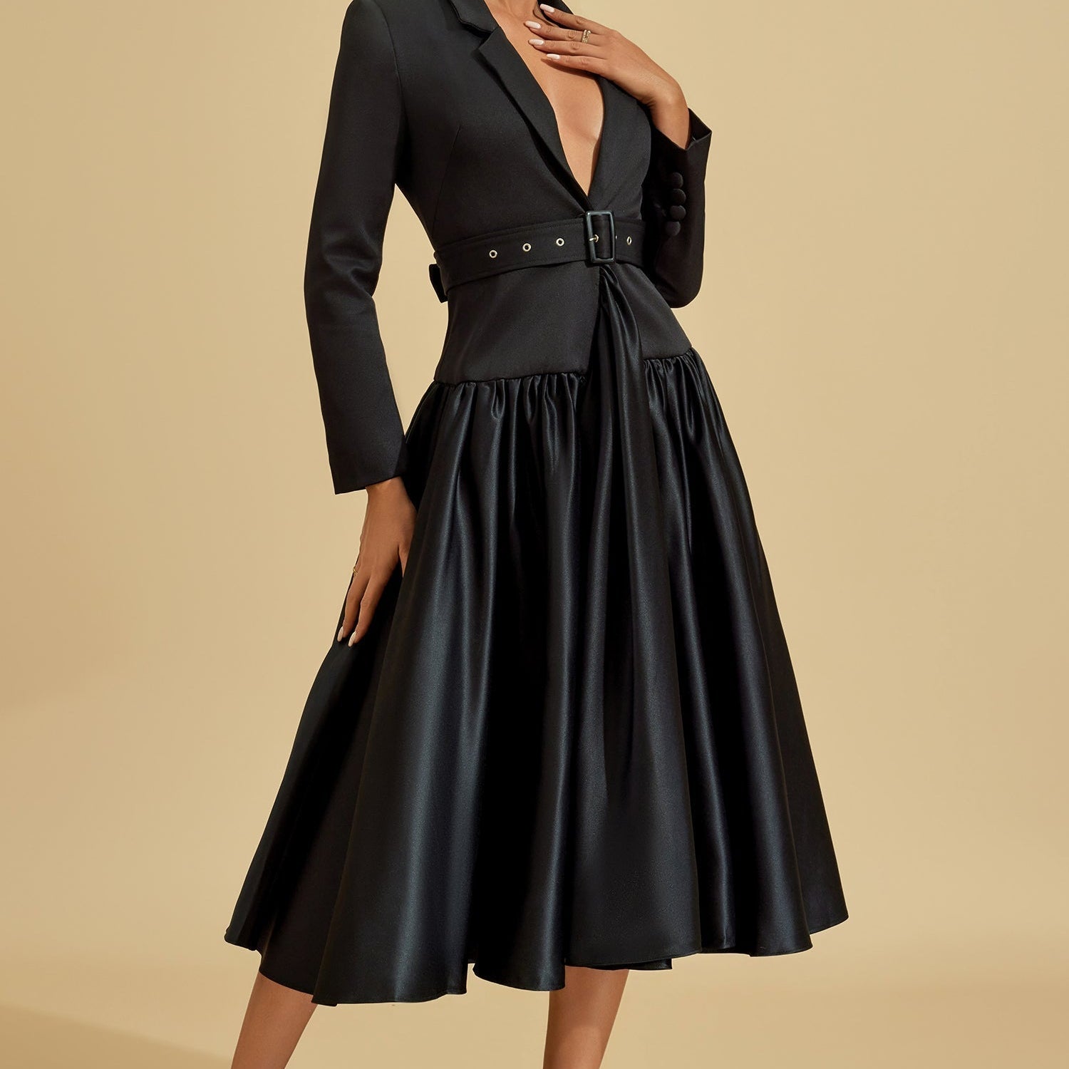 Catherine Noir Blazer Midi Elbise