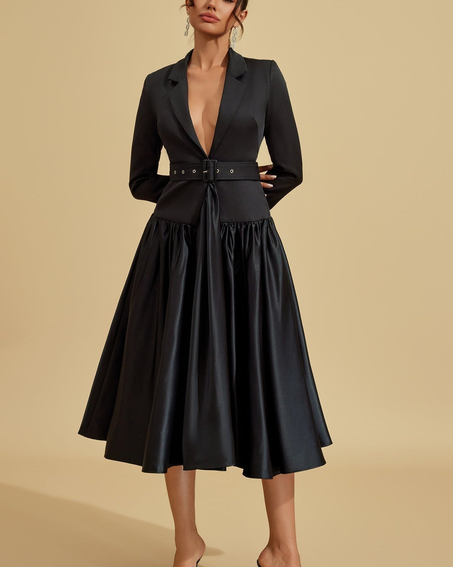 Catherine Noir Blazer Midi Elbise