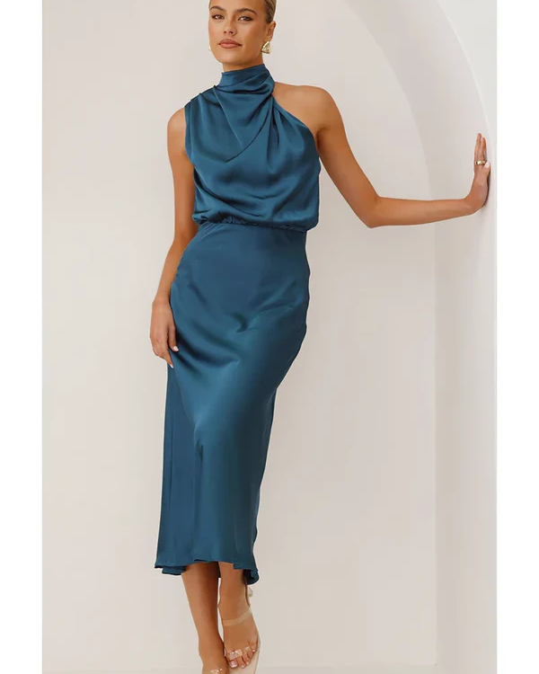Esther Uzun Elbise - Turkuaz