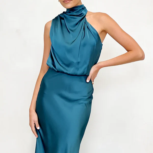 Esther Uzun Elbise - Turkuaz