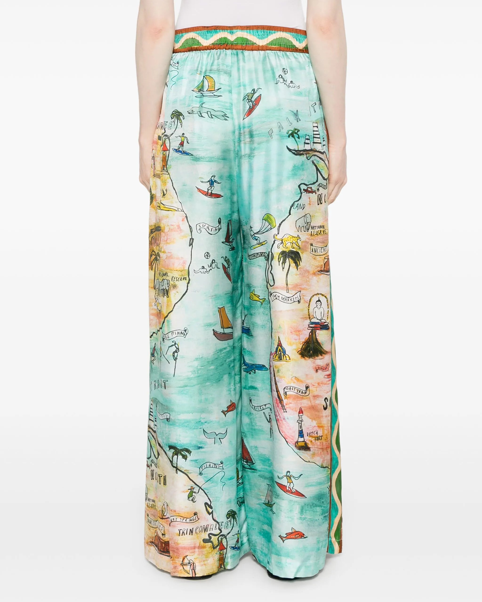 Cartolina Desenli Geniş Paça Pantolon