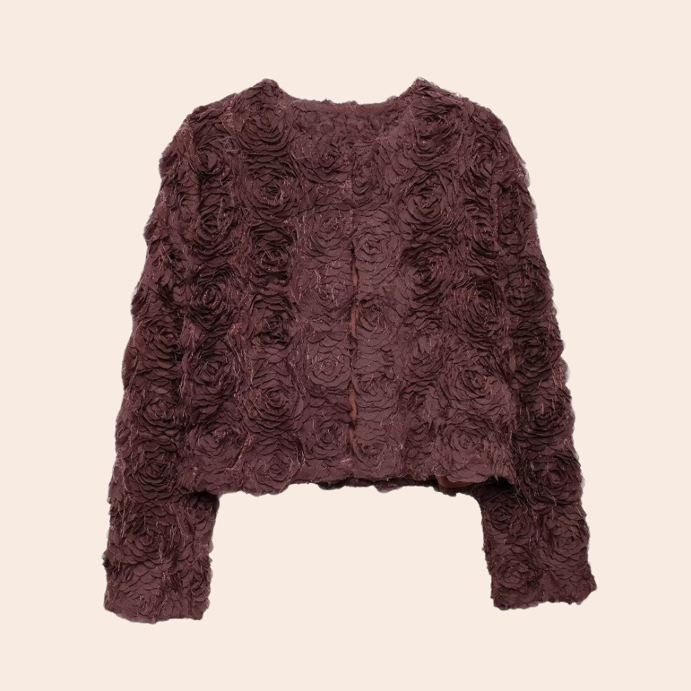 Çiçek Aplikeli Kısa Ceket