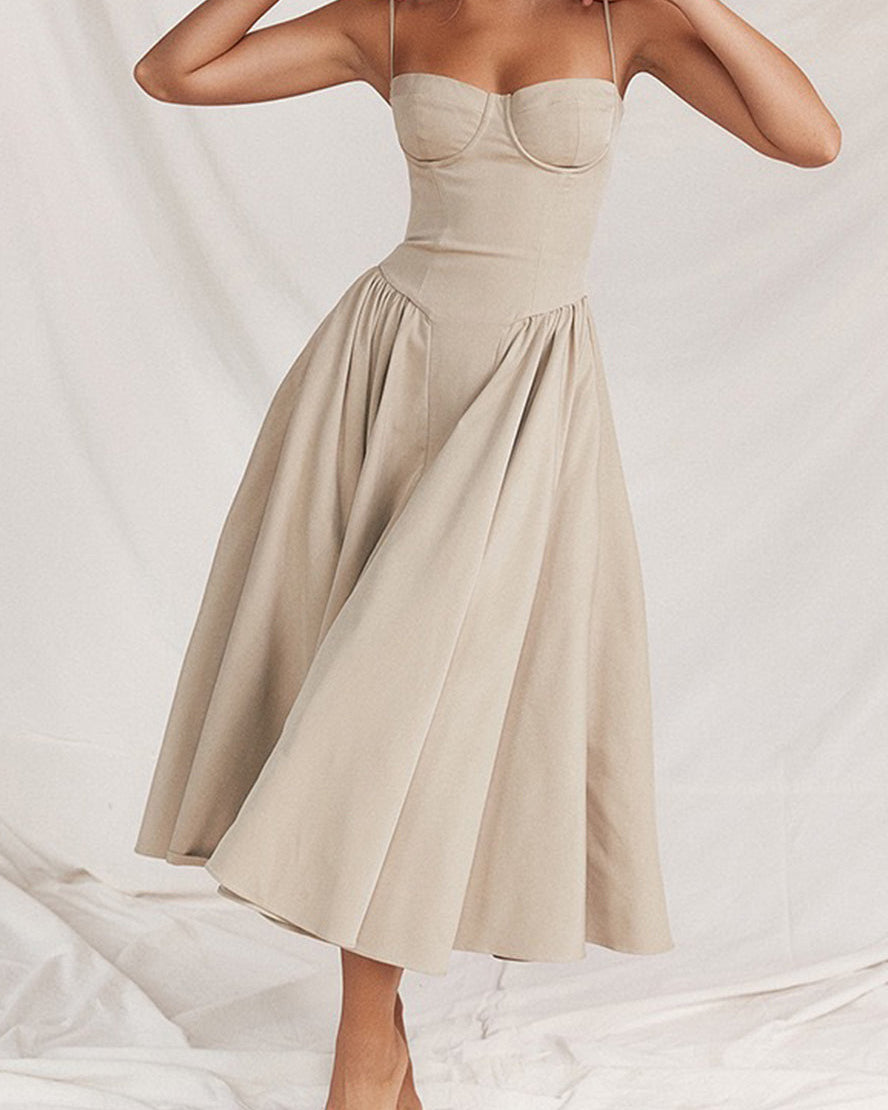 Seksi Askılı Midi Elbise