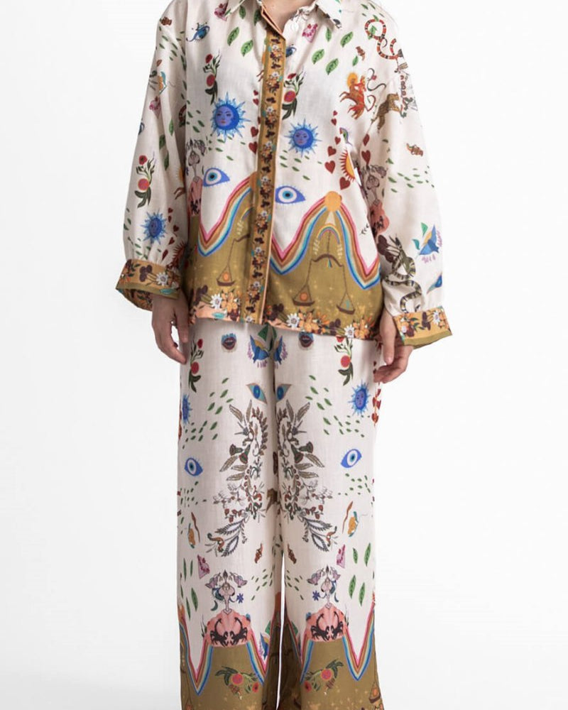 Öne Çıkan Etnik Desenli Bol Kesim Pantolon Takımı