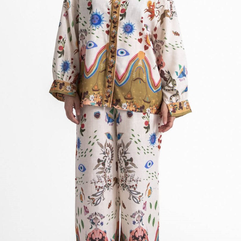 Öne Çıkan Etnik Desenli Bol Kesim Pantolon Takımı