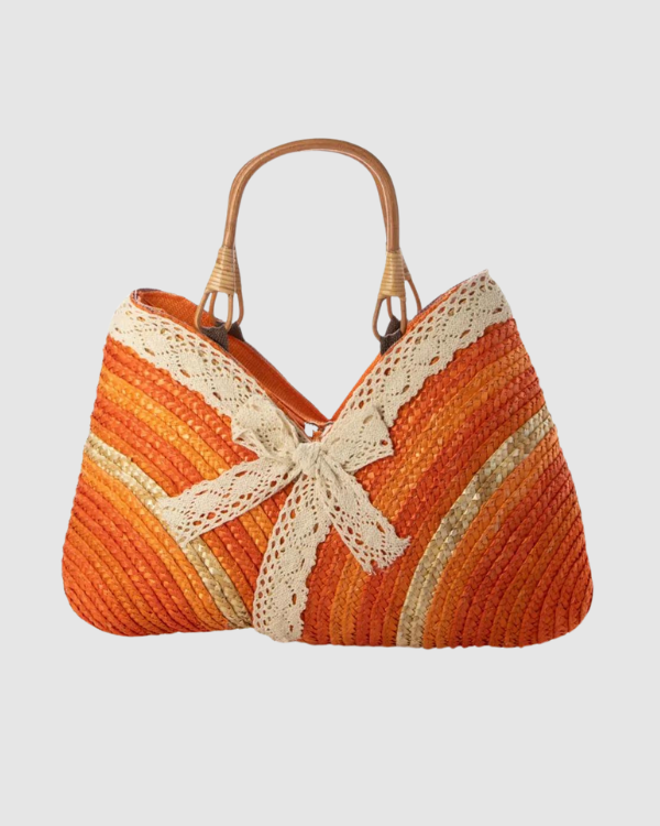 Rainbow Çizgili Hasır Çanta