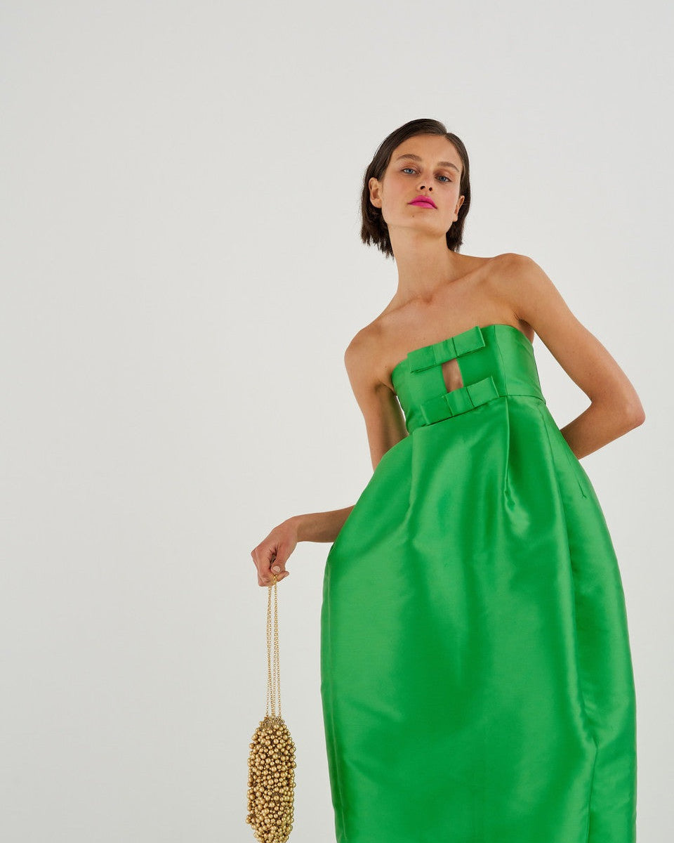 Straplez Papyonlu Lale Maxi Elbise