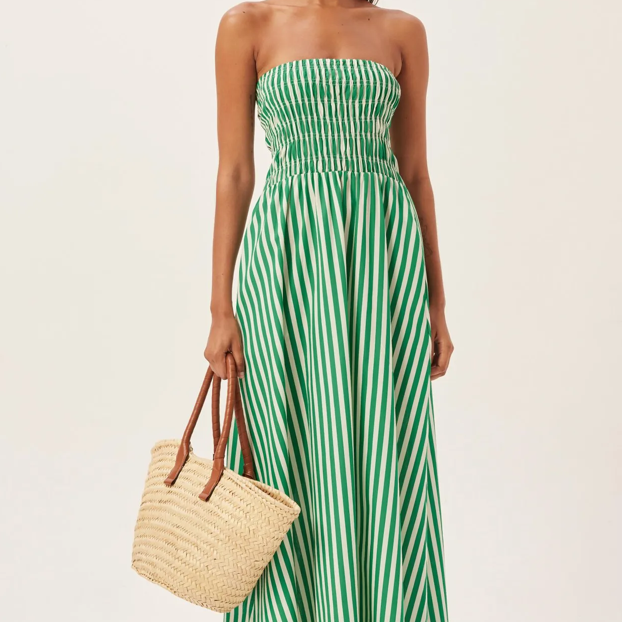 Maud Smokinli Çizgili Tüp Uzun Elbise