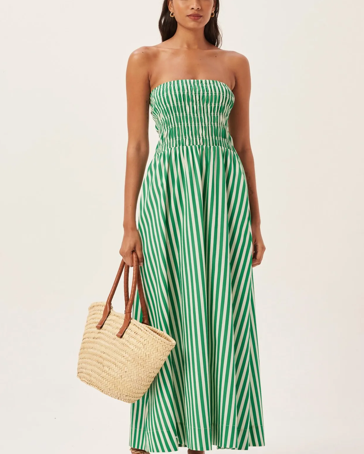 Maud Smokinli Çizgili Tüp Uzun Elbise