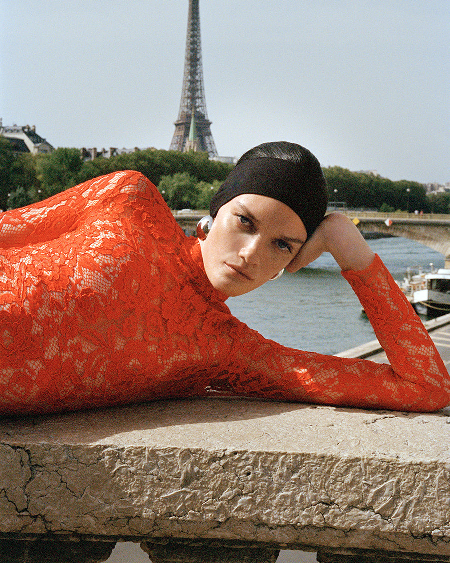 Susanna Uzun Kollu Transparan Dantel Maxi Elbise