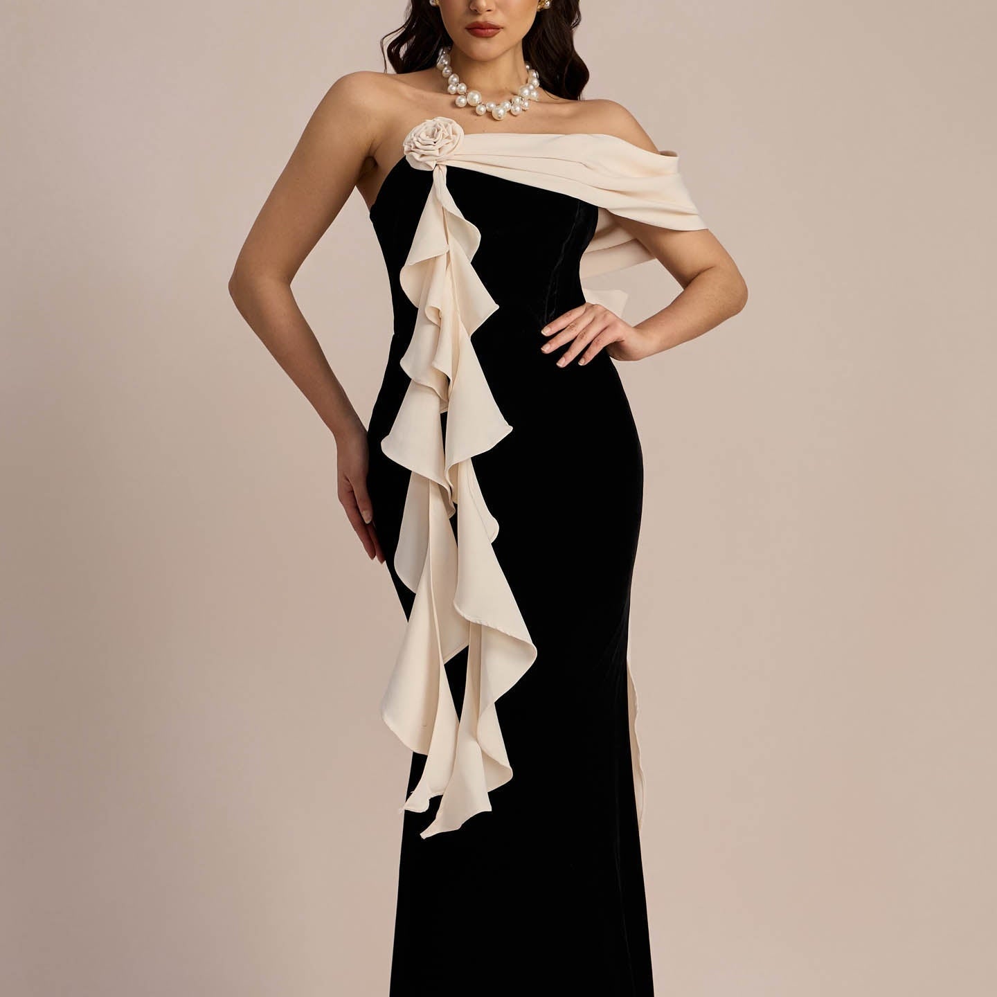 Ophelia Straplez Kurdeleli Uzun Elbise