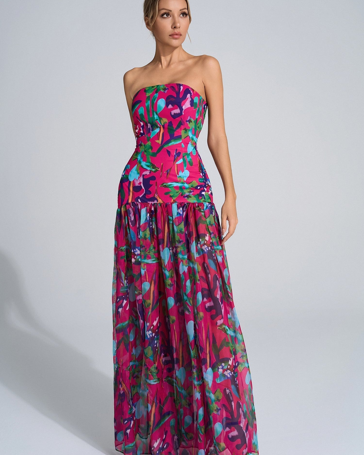 Toynbee Kırmızı Çiçekli Uzun Elbise