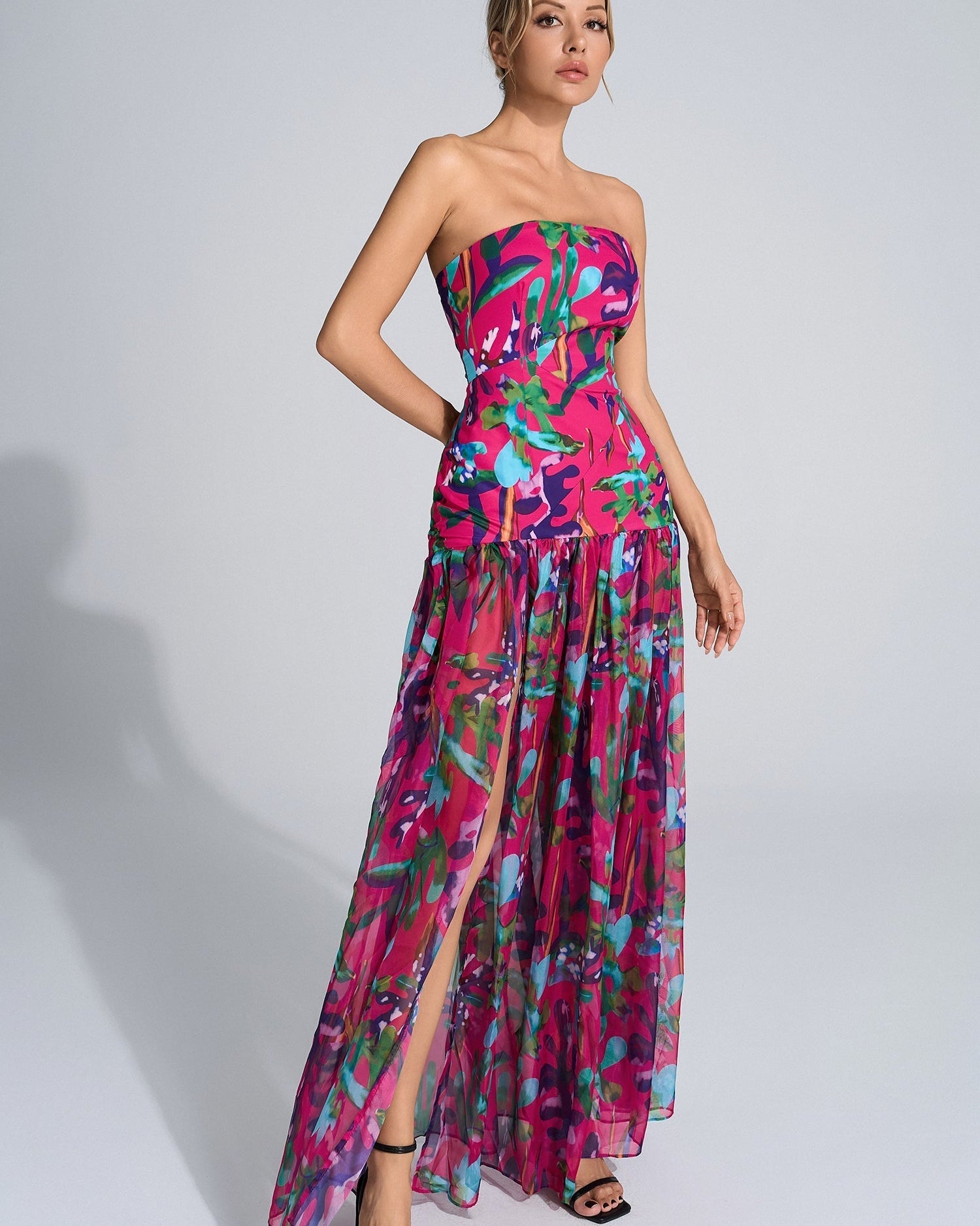 Toynbee Kırmızı Çiçekli Uzun Elbise