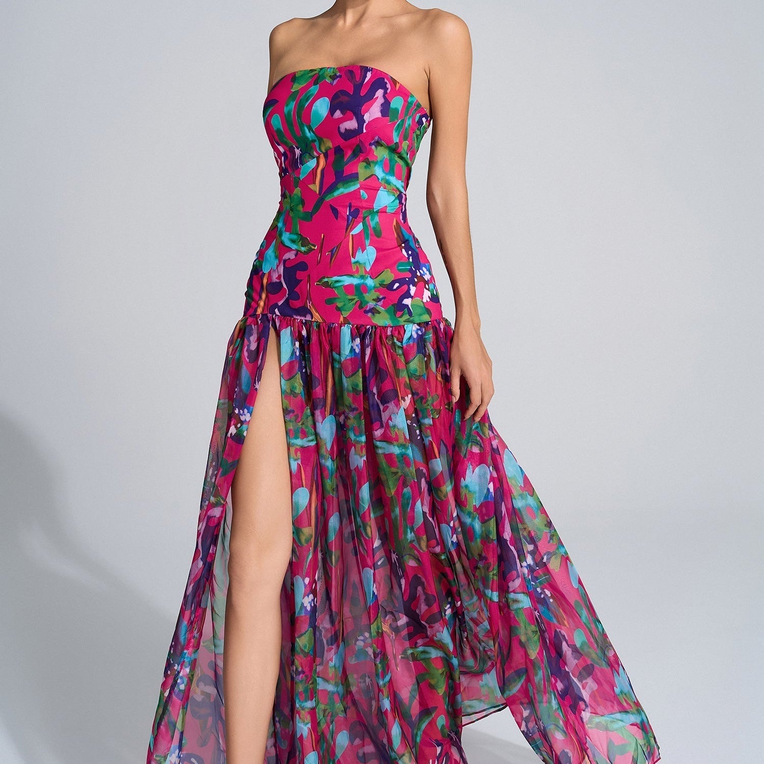 Toynbee Kırmızı Çiçekli Uzun Elbise