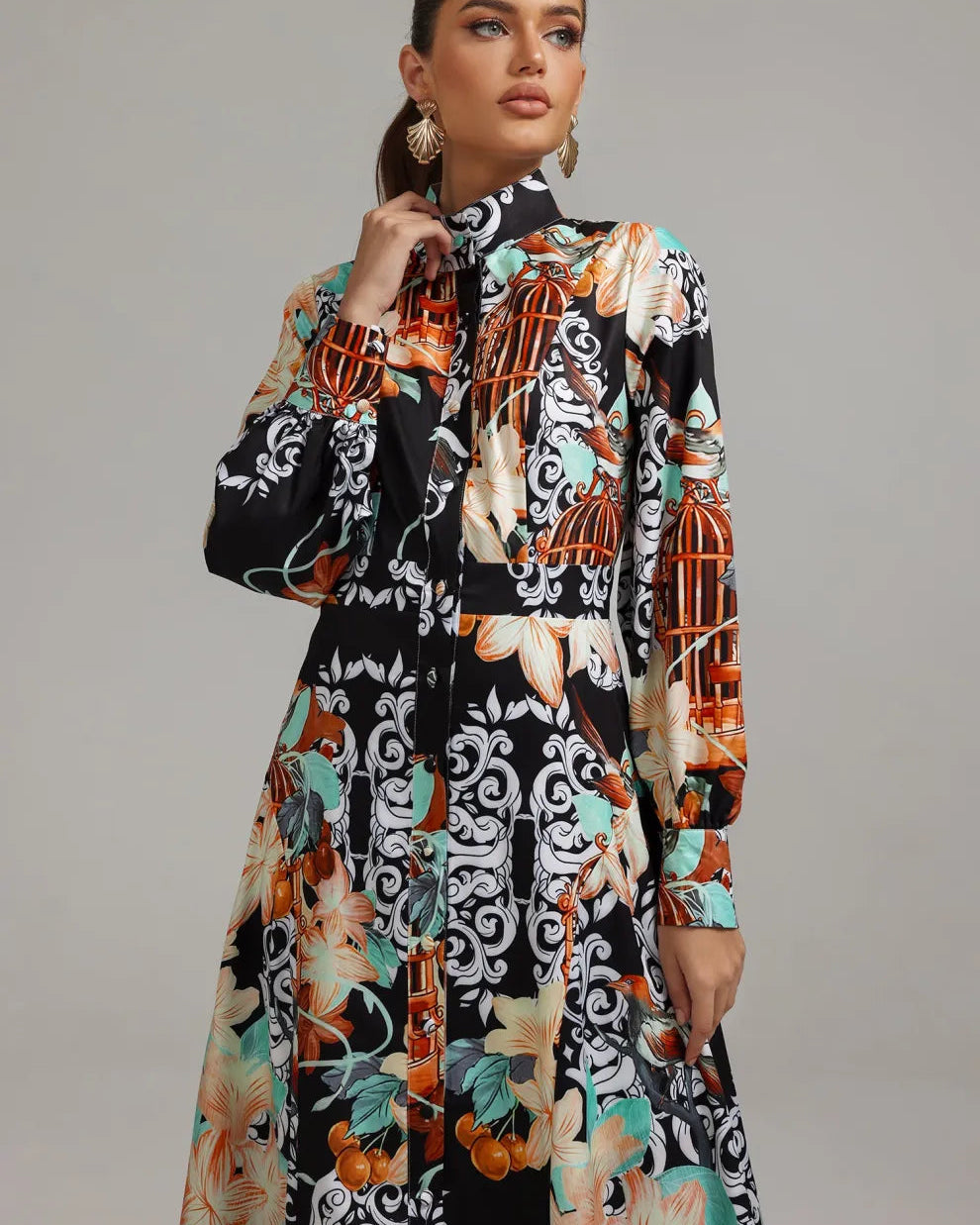 Mellies Baskılı Uzun Elbise