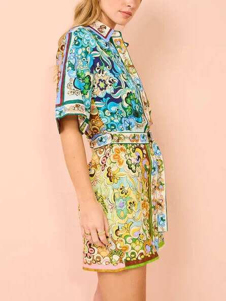 Retro Bloom Mini Elbise