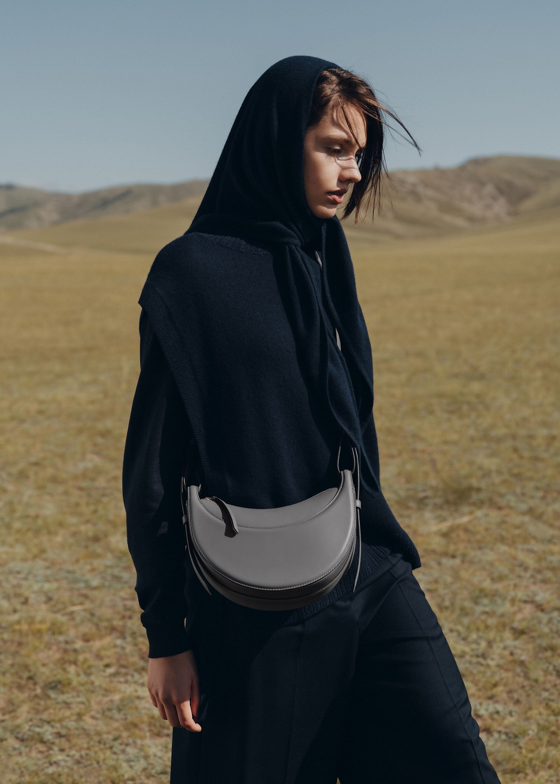 Avelin Omuz Çantası - Taş gri