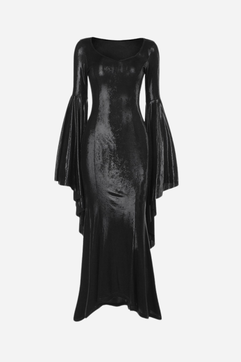 Zil Kollu Metalik Maxi Elbise