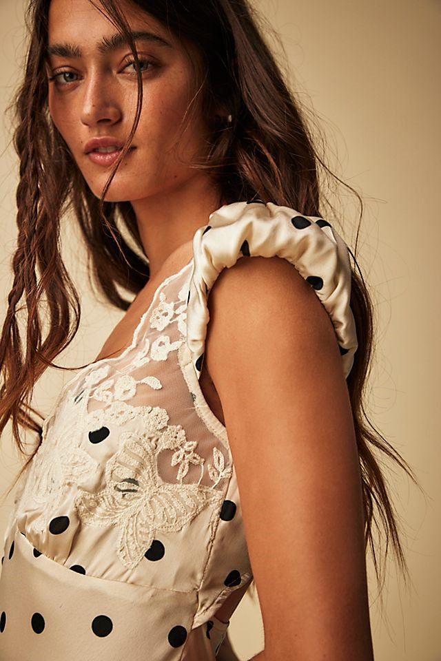 Edwina Butterfly Puantiyeli Uzun Elbise