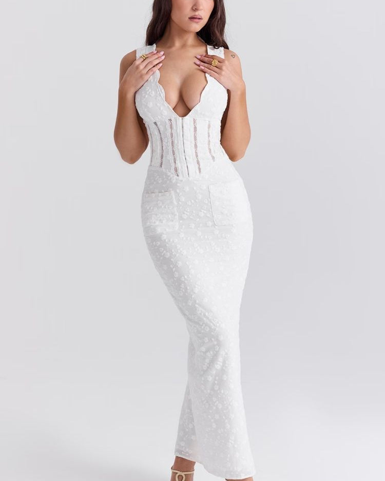 Yeney Beyaz Uzun Elbise