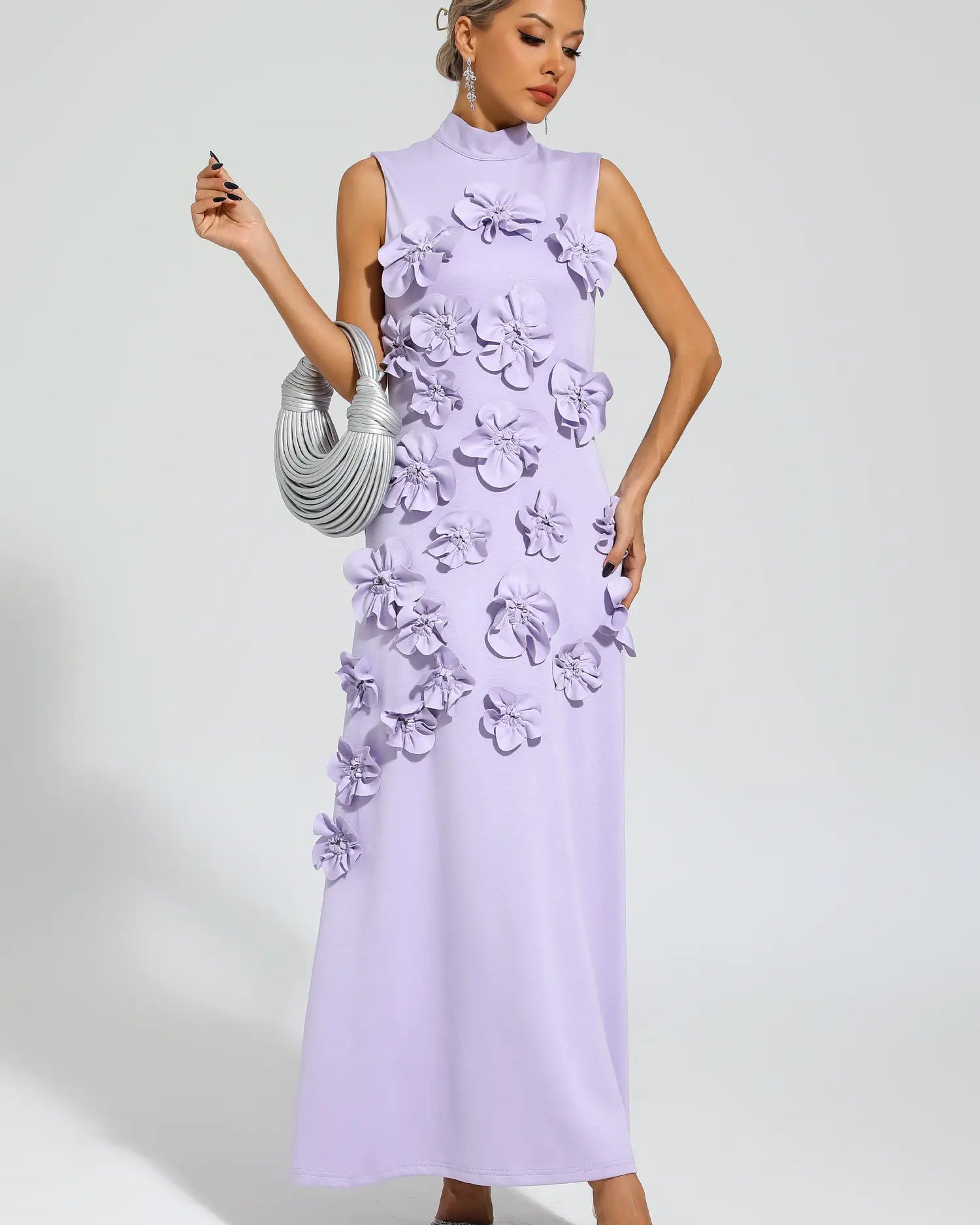 Liora Mor Gül Çiçek Maxi Elbise