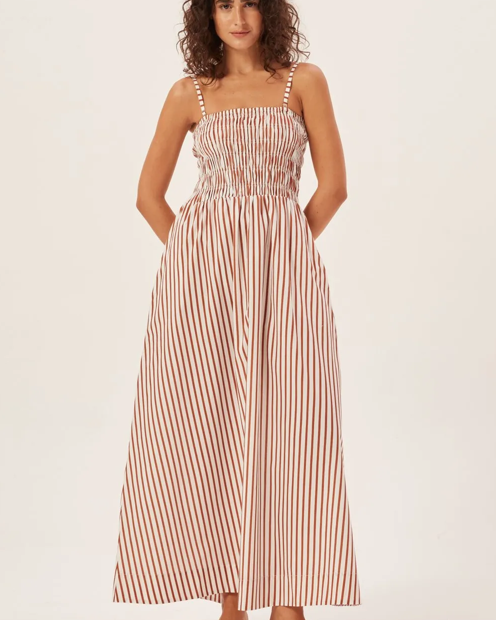 Maud Smokinli Çizgili Tüp Uzun Elbise