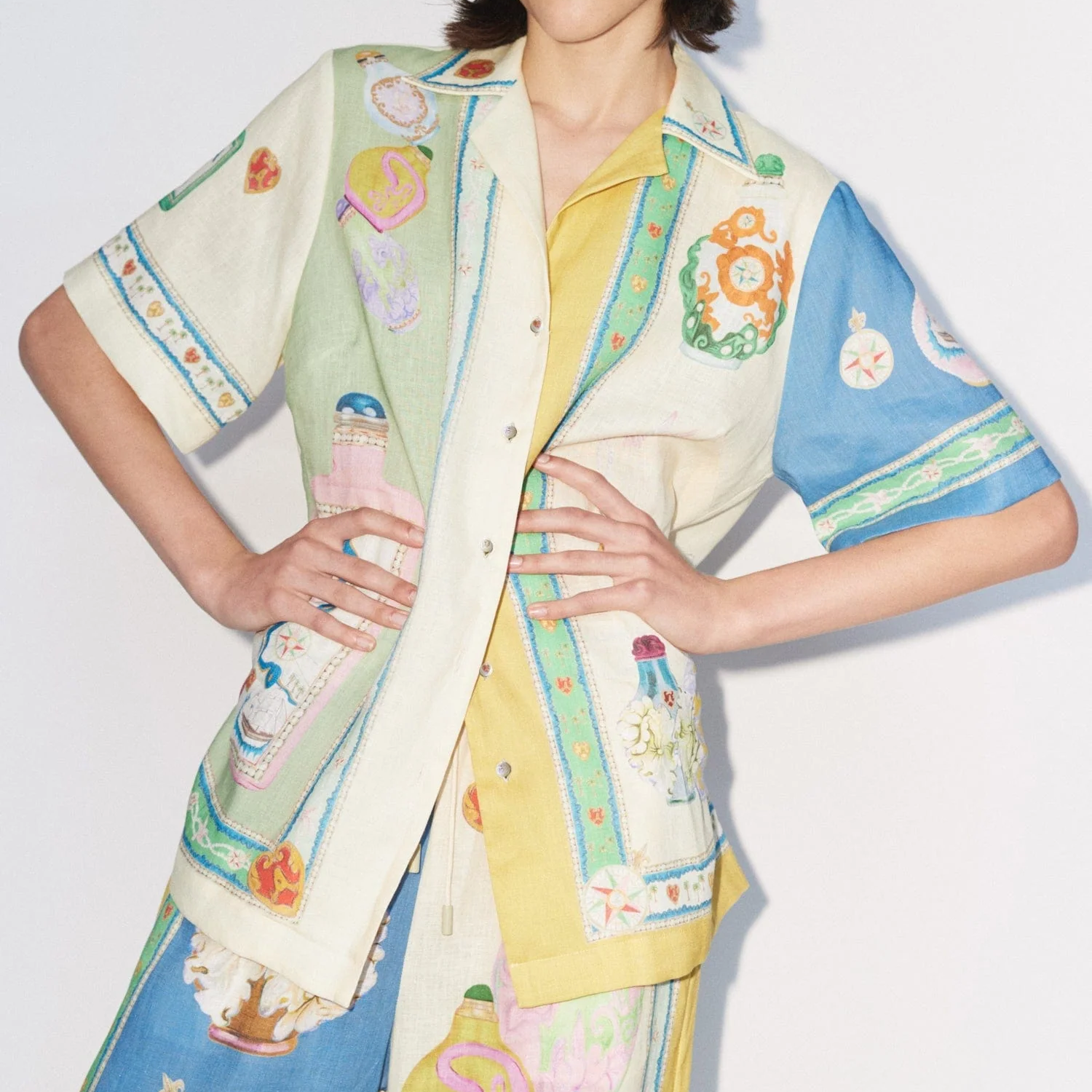 Alchemy Bottles Renk Bloklu Kısa Kollu Gömlek