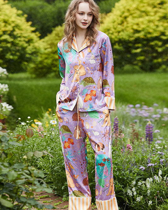 Tüylü Hayvan ve Balık Uzun Pijama Takımı