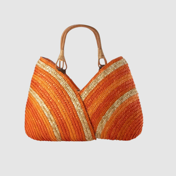 Rainbow Çizgili Hasır Çanta