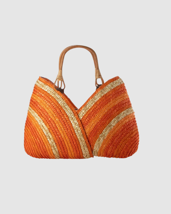 Rainbow Çizgili Hasır Çanta