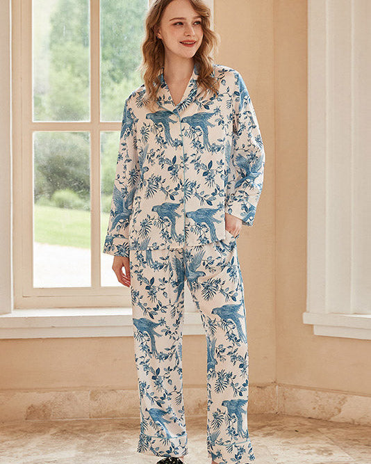 Papağan Desenli Uzun Kollu Pijama Takımı