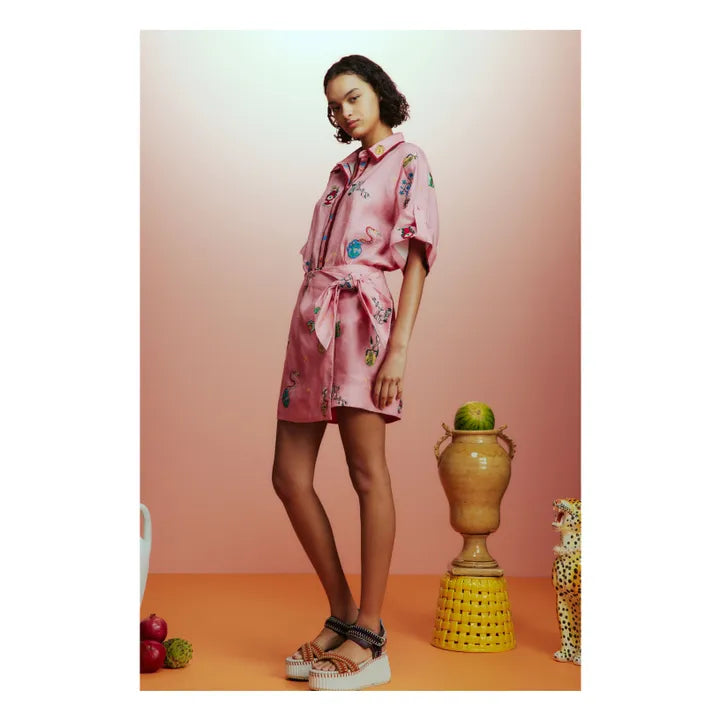 Serpentina Kuşaklı Nakışlı Mini Etek