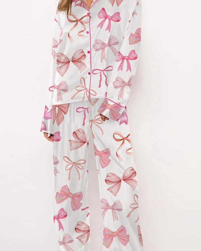 Fiyonk Baskılı Düğmeli Pantolon Takımı