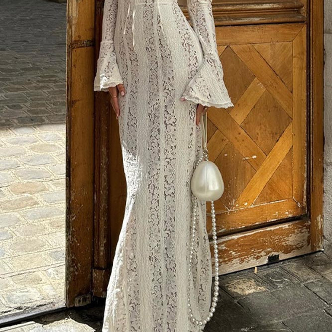 Dantel Fırfırlı Kol Off-Shoulder Elbise