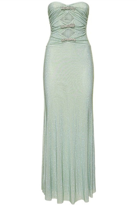 Sandra Taşlı Straplez Uzun Elbise