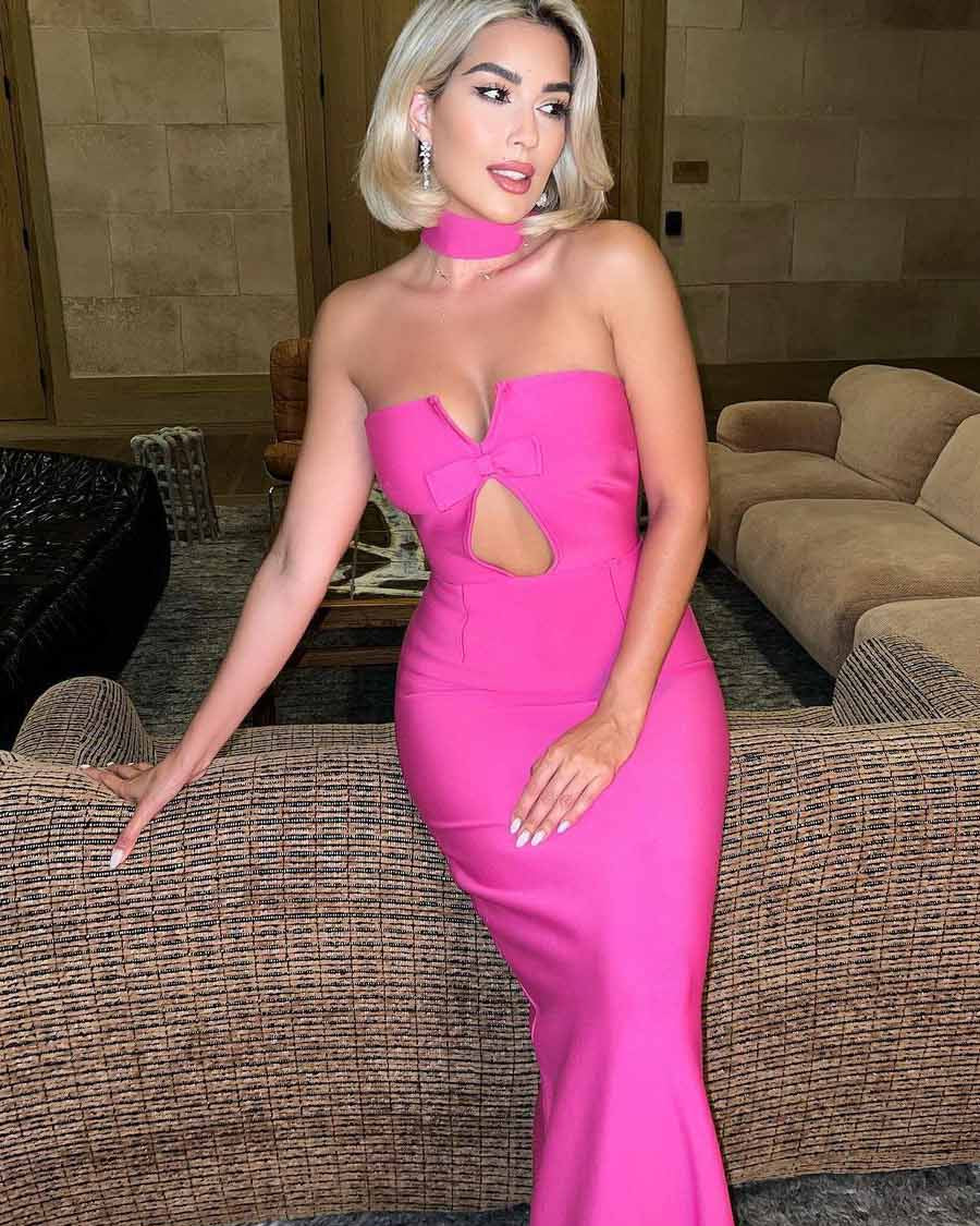 Holly Uzun Elbise - Gül Kırmızısı